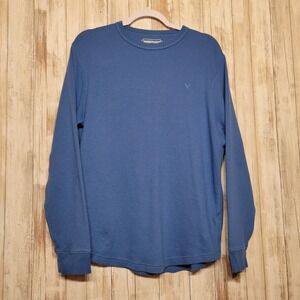 AMERICAN EAGLE OUTFITTERS DUSTY BLUE THERMAL LOGO LONG SLEEVE‎ SHIRT SIZE LARGE